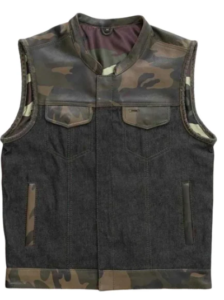 Woodsman Premium Leather/Denim Motorcycle Vest
