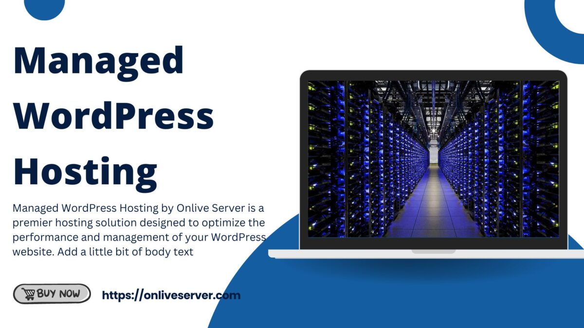 Digital graphic of a high-speed server connected to multiple devices, symbolizing Managed WordPress Hosting solutions by Onlive Server for optimal website performance.