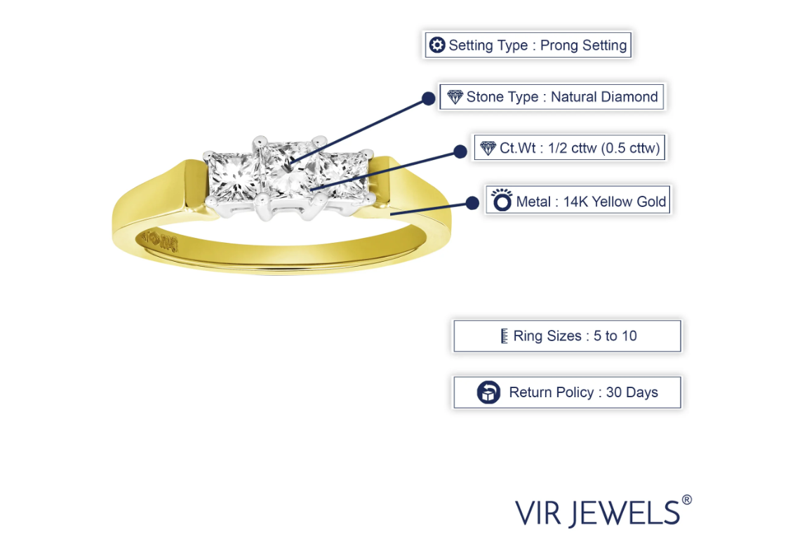 Vir Jewels Diamond Engagement Rings in Yellow Gold