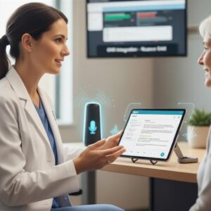 Nurse practitioner using PointClickCare EHR to reduce documentation burnout