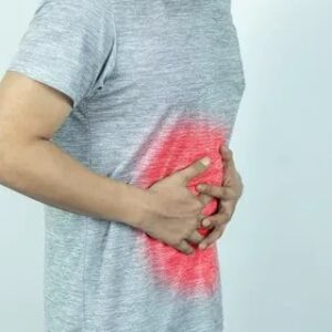 Doctor examining patient with severe stomach pain at Village ER in League City