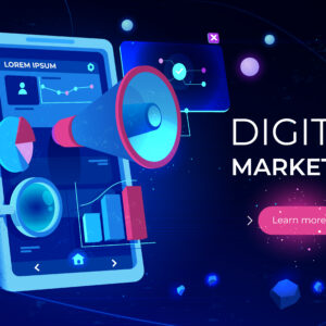 Digital marketing landing page, smartphone screen