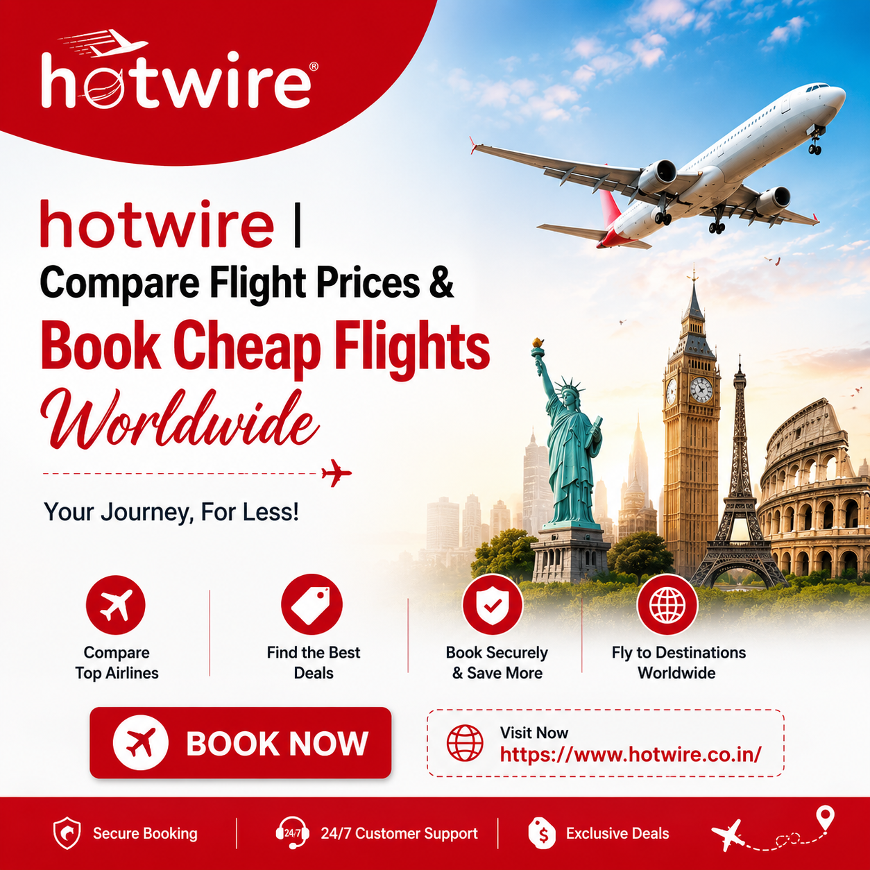 Compare Flight Prices & Book Cheap Flights Worldwide with Hotwire