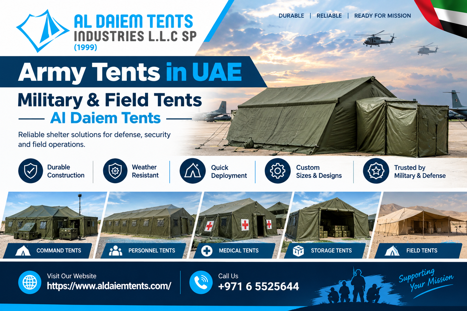 army tents UAE, military tents, field tents, emergency response tents, temporary accommodation tents, tent manufacturer Sharjah